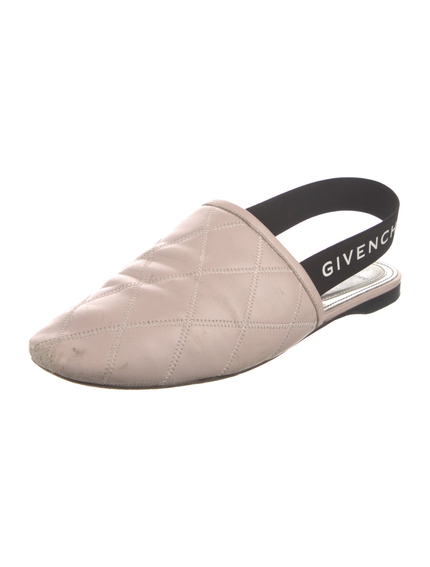 Givenchy Quilted Pattern Leather Slingback Flats