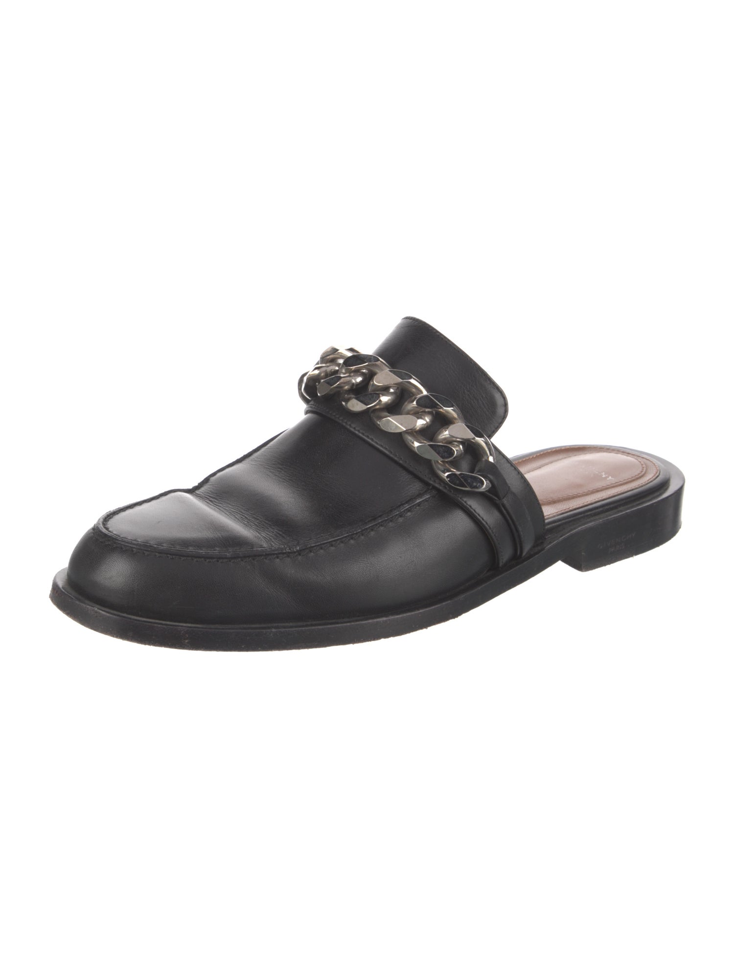 Givenchy Leather Chain-Link Accents Mules