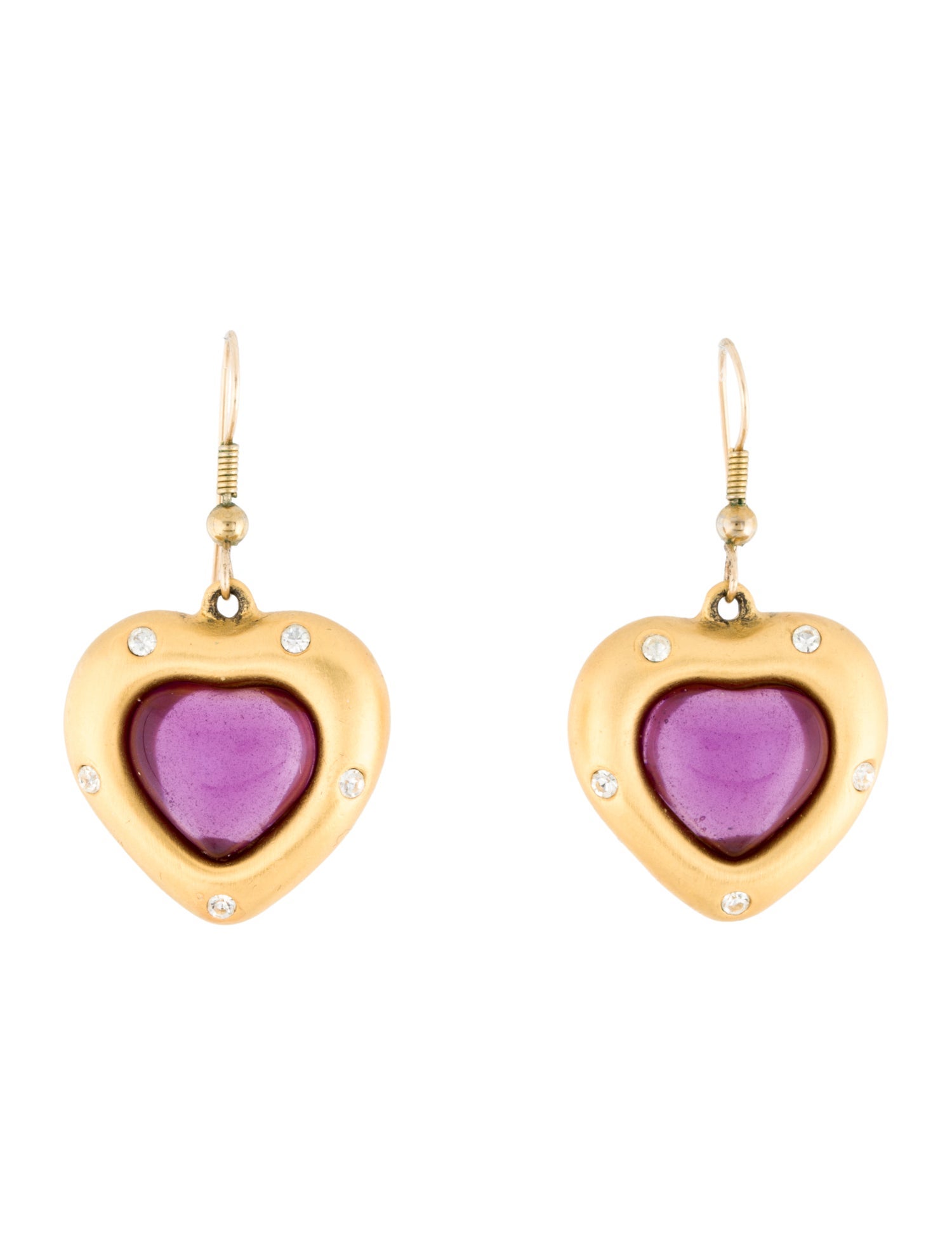 Givenchy Vintage Crystal Heart Drop Earrings