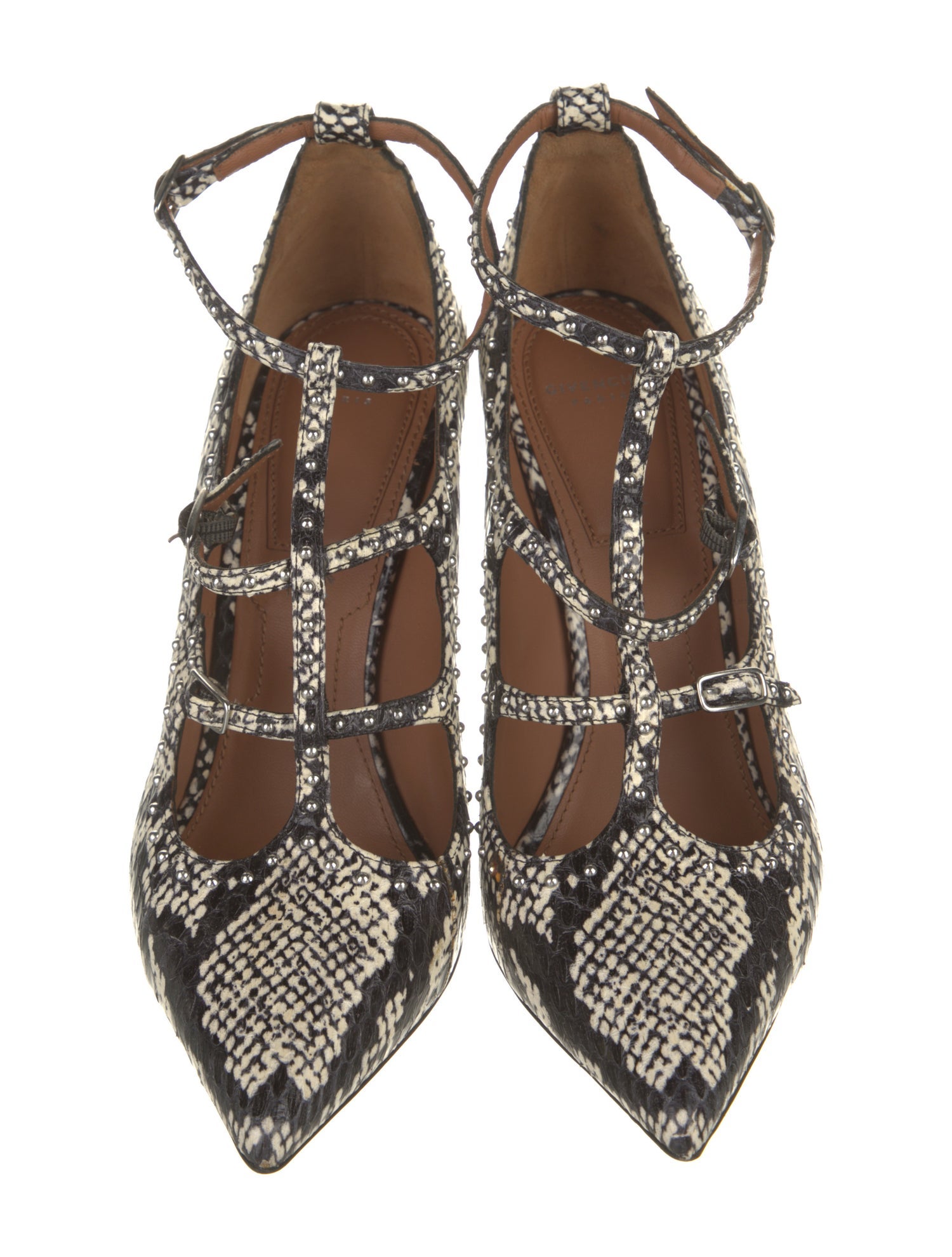 Givenchy Snakeskin Animal Print T-Strap Pumps