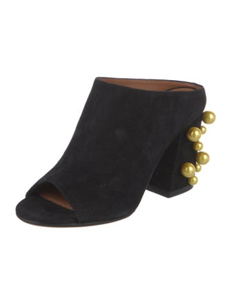 Givenchy Faux Pearl Accents Suede Slides