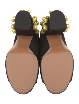 Givenchy Faux Pearl Accents Suede Slides