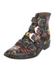 Givenchy Leather Floral Print Lace-Up Boots