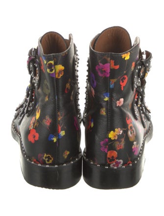 Givenchy Leather Floral Print Lace-Up Boots