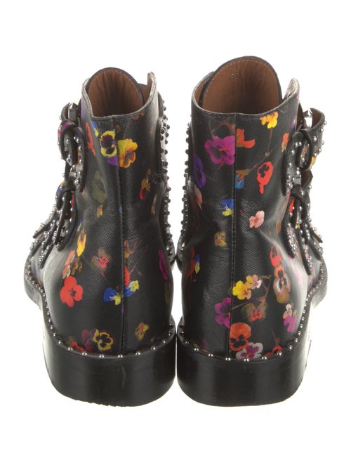 Givenchy Leather Floral Print Lace-Up Boots