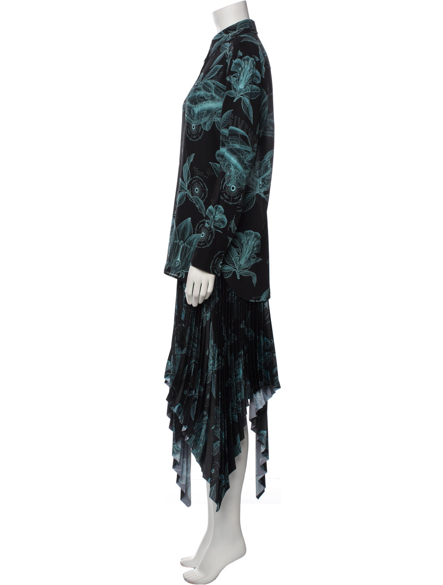 Givenchy Printed Pleated Accents Skirt Set