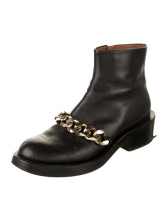 Givenchy Leather Chain-Link Accents Combat Boots