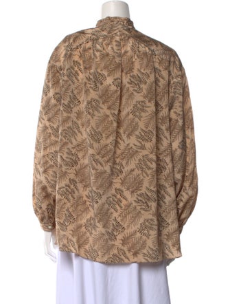 Givenchy Animal Print Mock Neck Button-Up Top