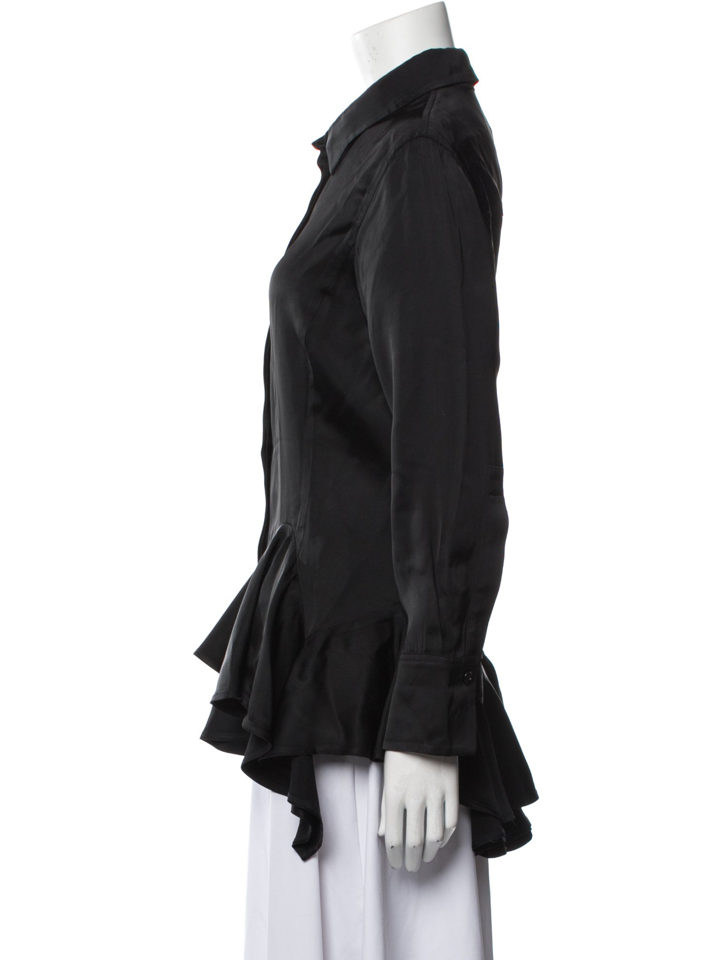 Givenchy Silk Long Sleeve Button-Up Top