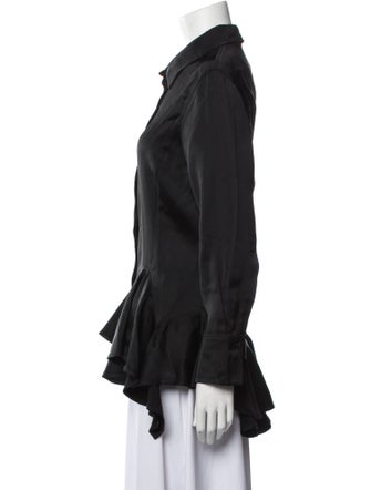 Givenchy Silk Long Sleeve Button-Up Top
