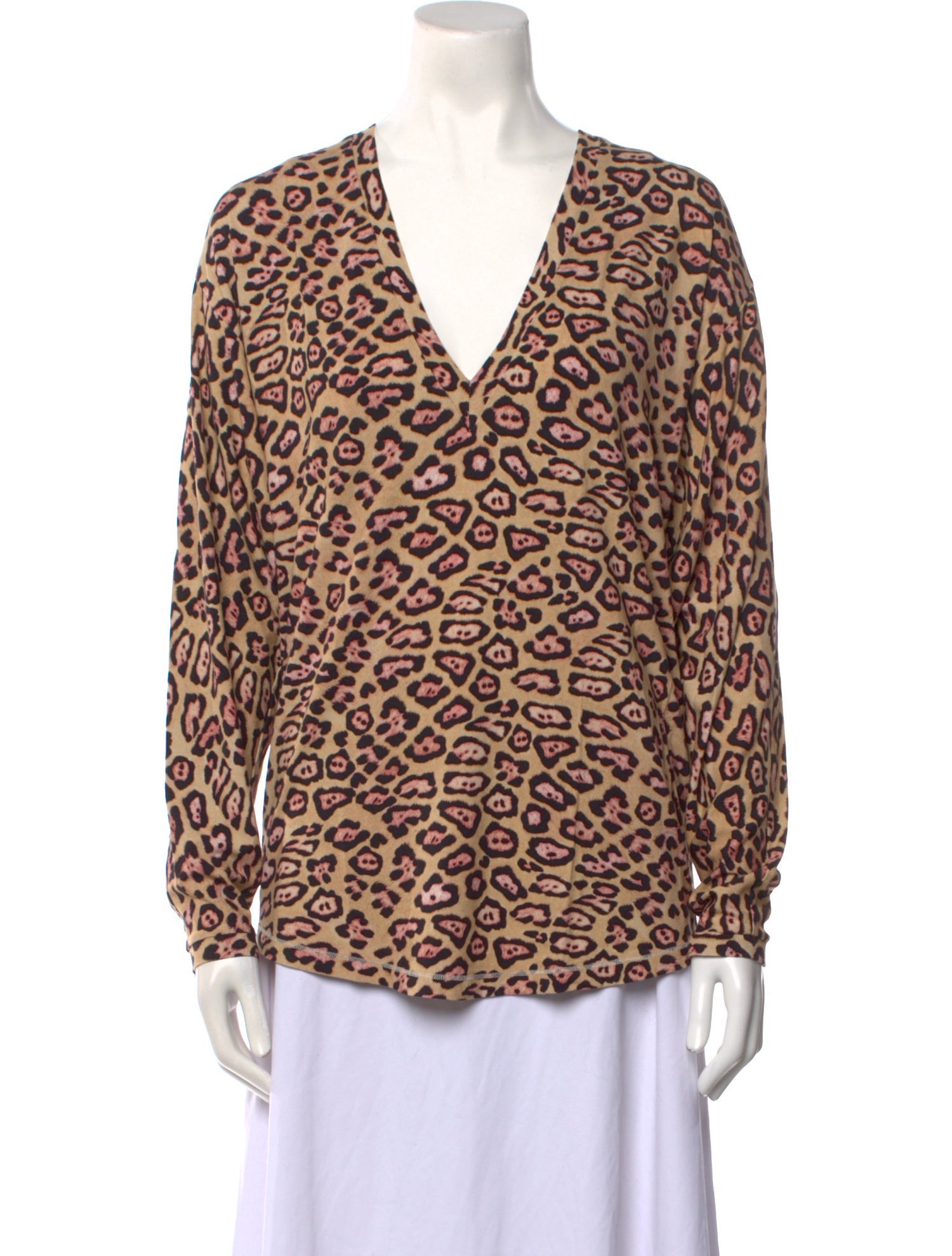 Givenchy Animal Print V-Neck Blouse
