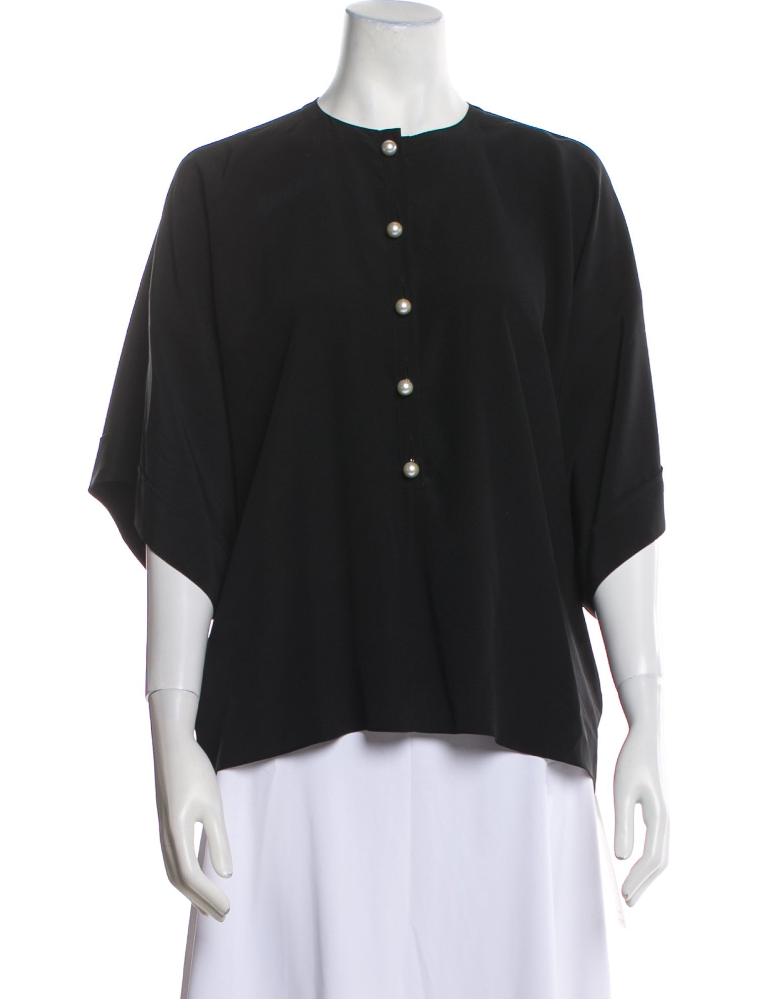 Givenchy Silk Crew Neck Button-Up Top