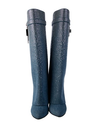 Givenchy Denim Crystal Embellishments Boots