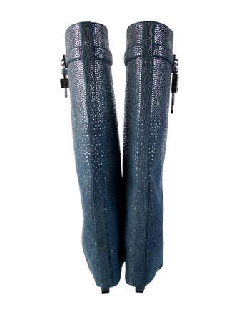 Givenchy Denim Crystal Embellishments Boots