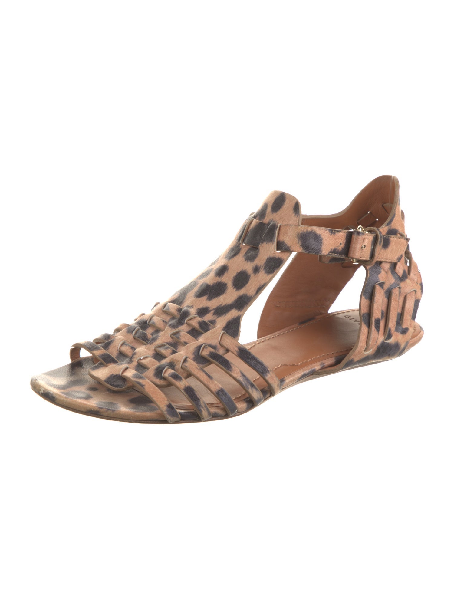 Givenchy Leather Animal Print Gladiator Sandals