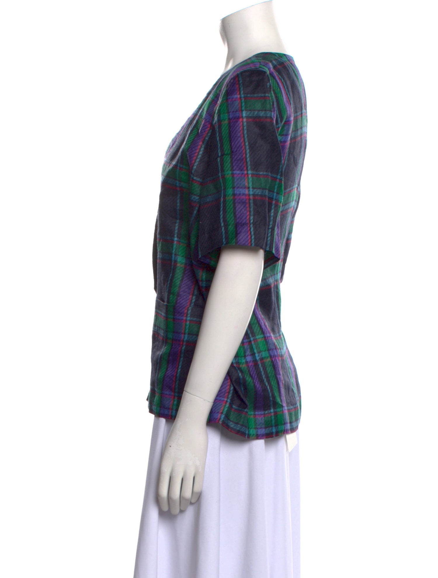 Givenchy Linen Plaid Print Blouse
