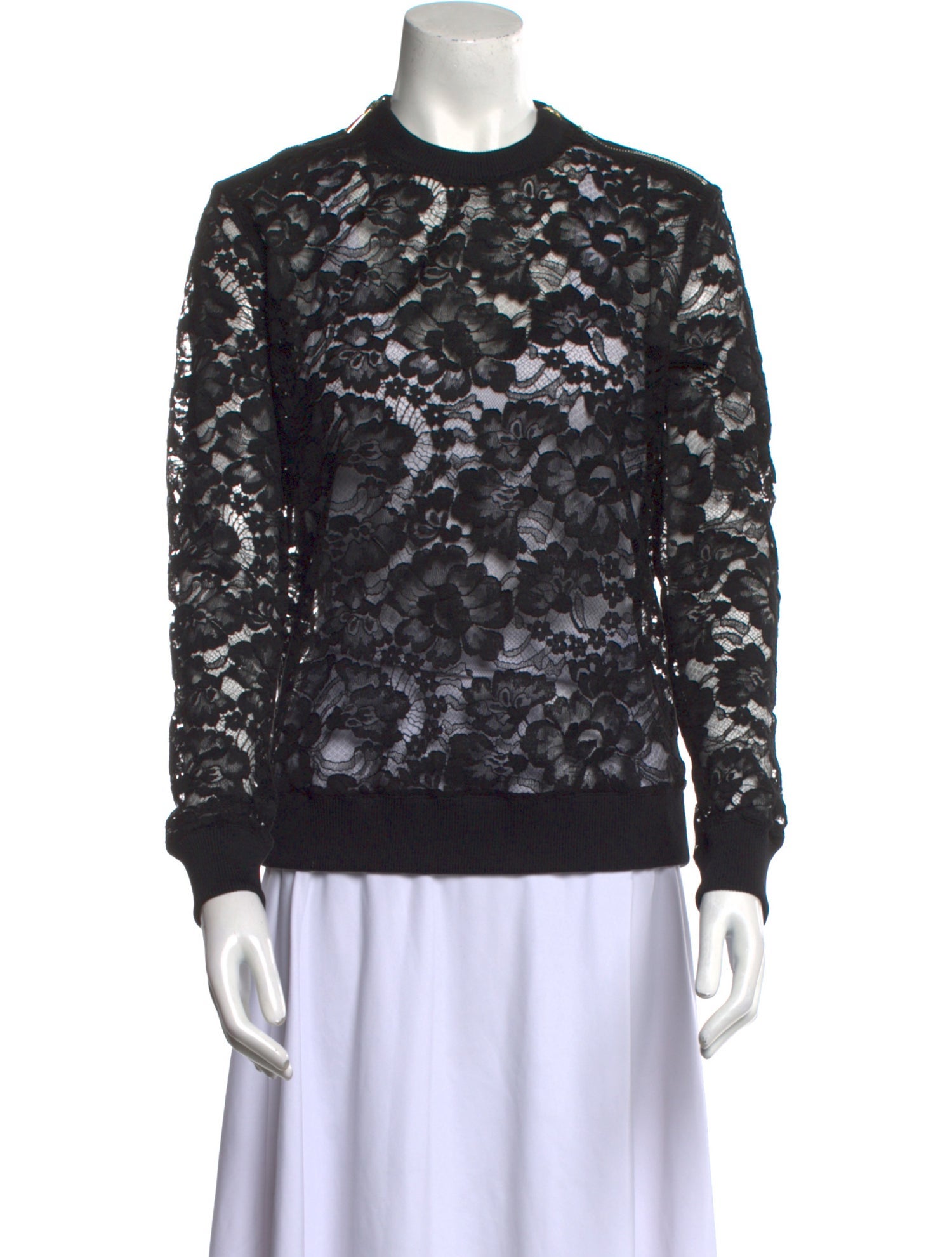 Givenchy Lace Pattern Mock Neck Sweatshirt