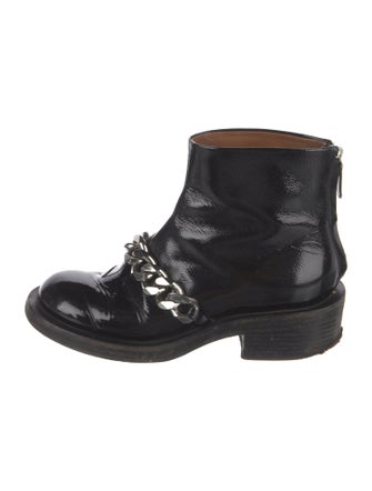Givenchy Patent Leather Chain-Link Accents Boots