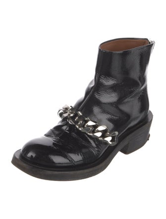 Givenchy Patent Leather Chain-Link Accents Boots