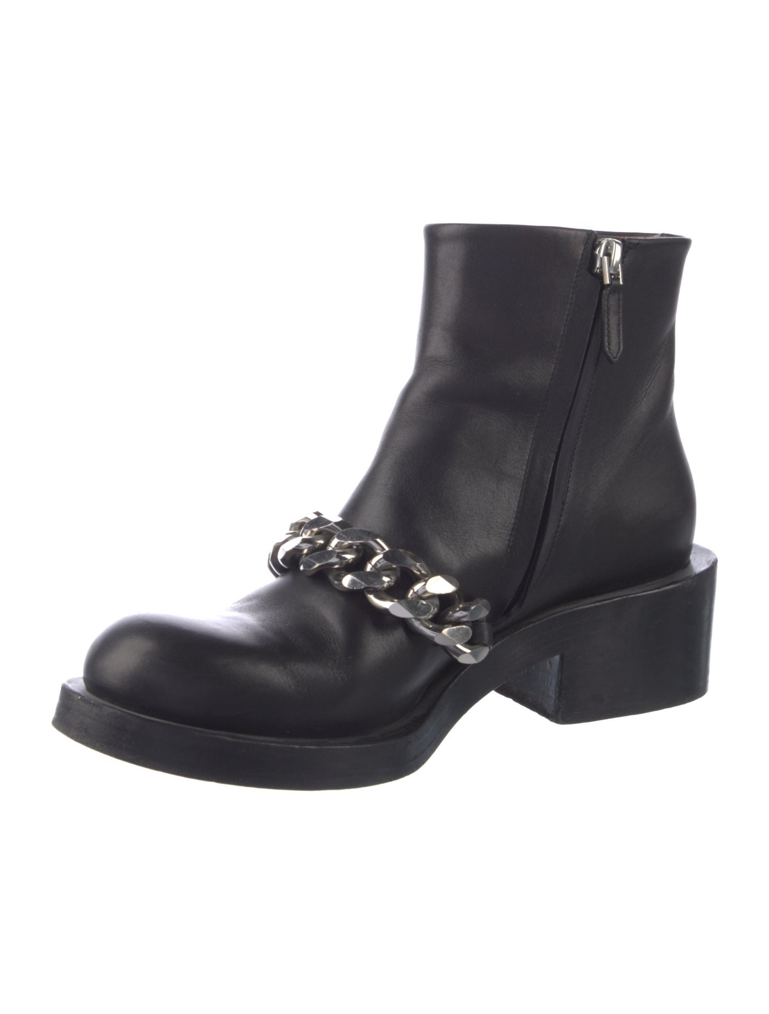 Givenchy Leather Chain-Link Accents Combat Boots