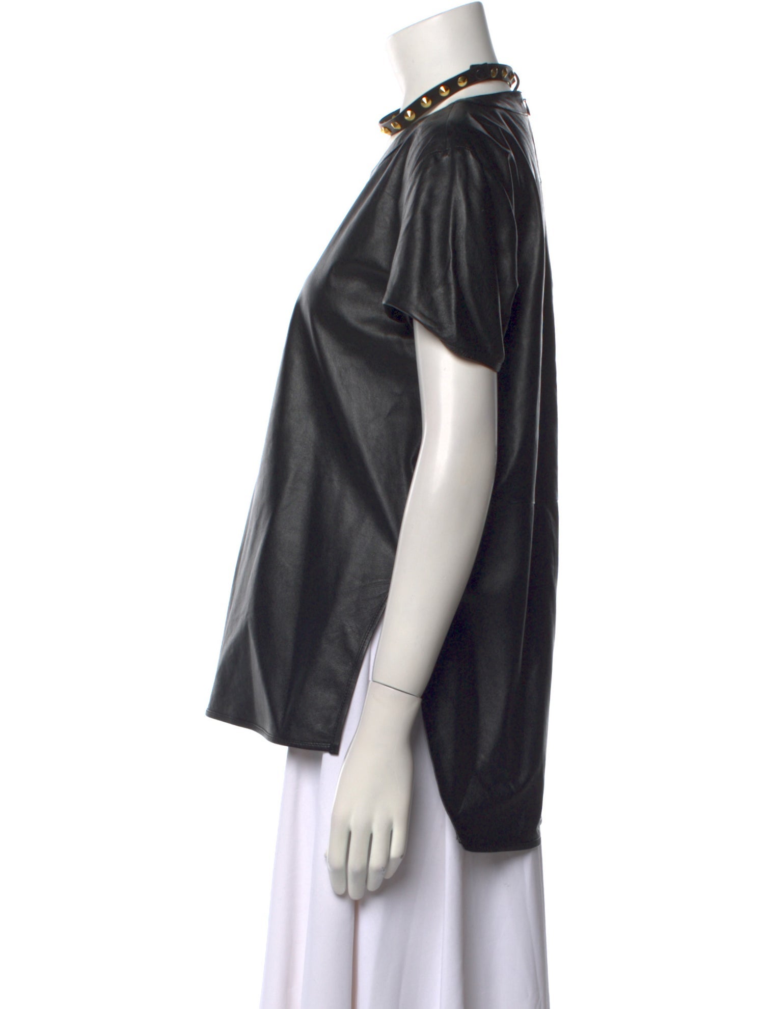 Givenchy Leather Cowl Neck Top