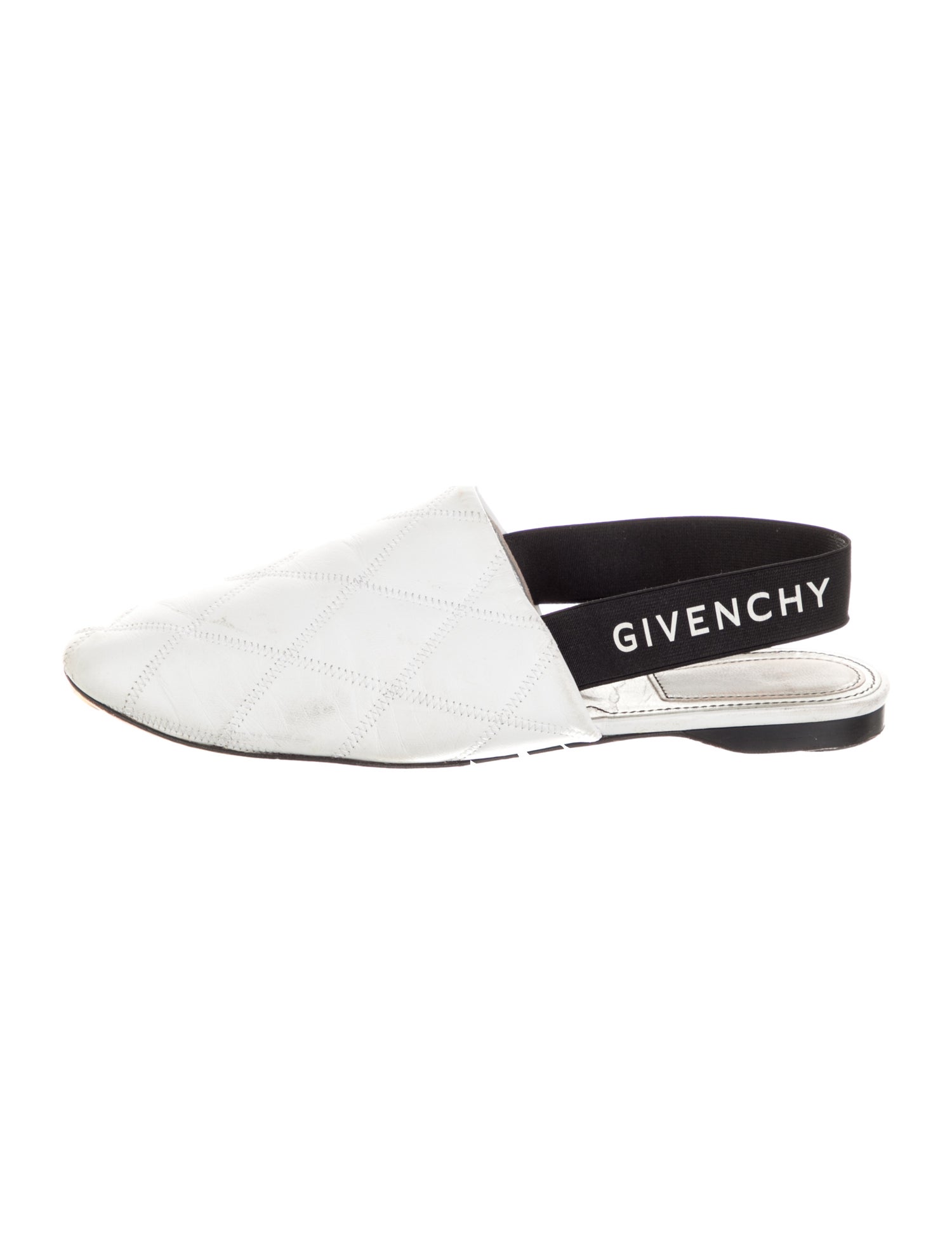 Givenchy Quilted Pattern Leather Slingback Flats
