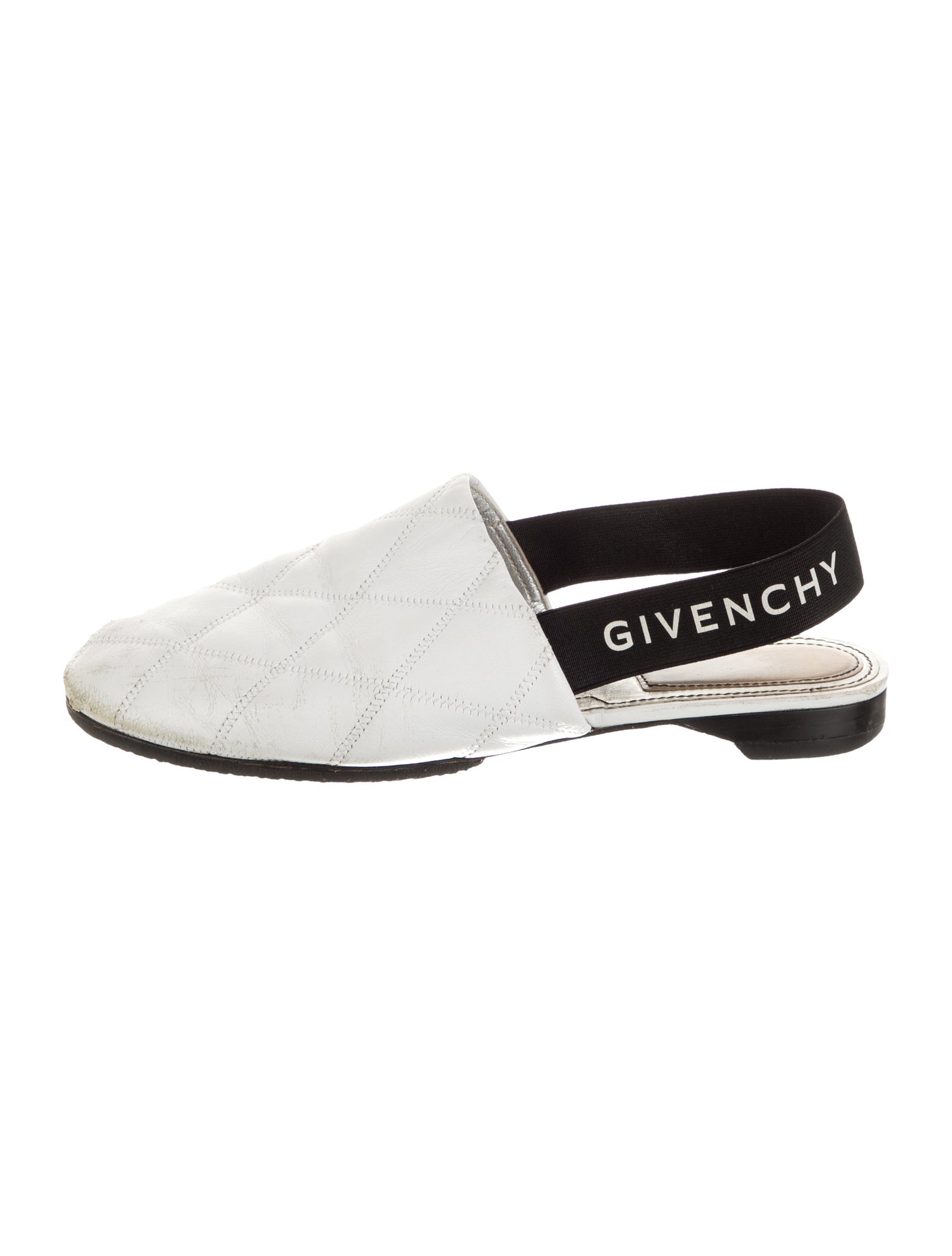 Givenchy Quilted Pattern Leather Slingback Flats