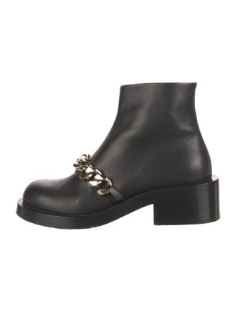Givenchy Leather Chain-Link Accents Combat Boots