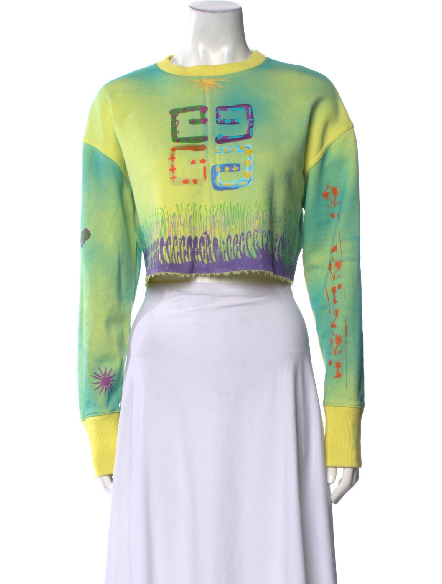 Givenchy Graphic Print Crew Neck Crop Top