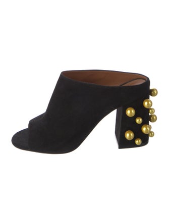 Givenchy Faux Pearl Accents Suede Slides