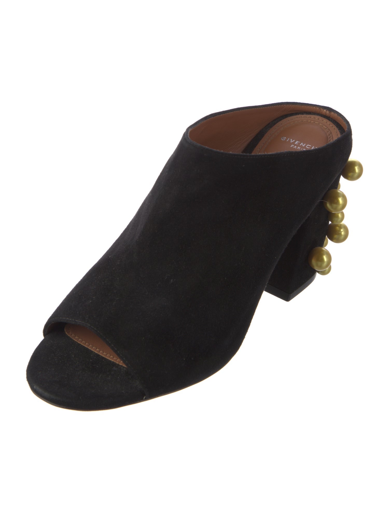 Givenchy Faux Pearl Accents Suede Slides