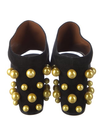 Givenchy Faux Pearl Accents Suede Slides