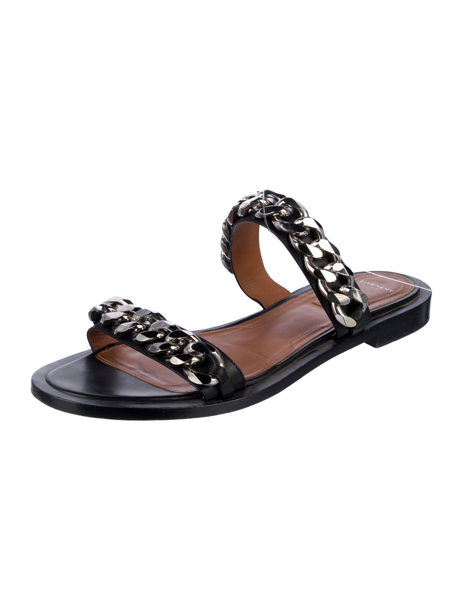 Givenchy Leather Chain-Link Accents Slides