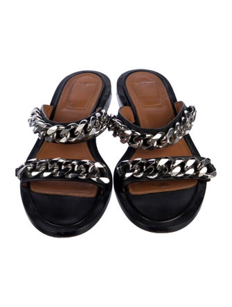 Givenchy Leather Chain-Link Accents Slides