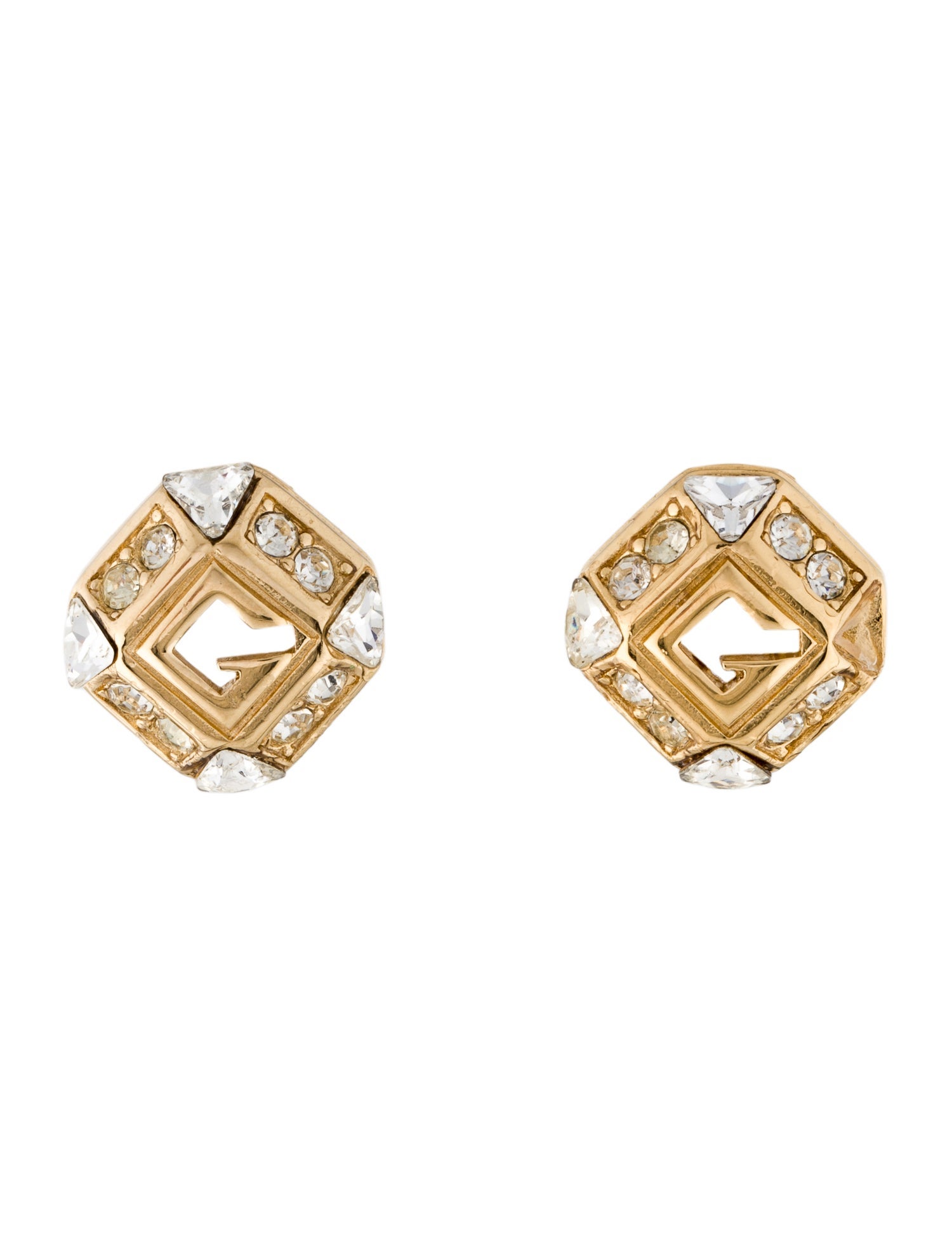 Givenchy Vintage Crystal G Clip-On Earrings