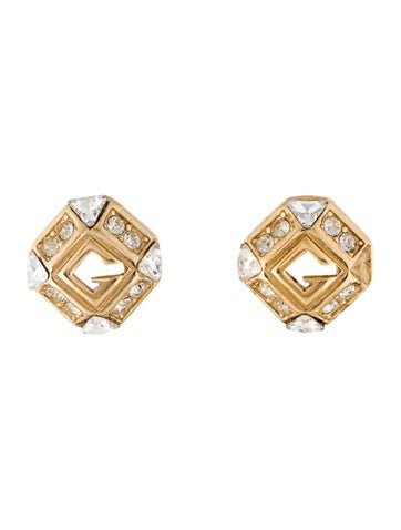Givenchy Clip-On Vintage Crystal G Earrings