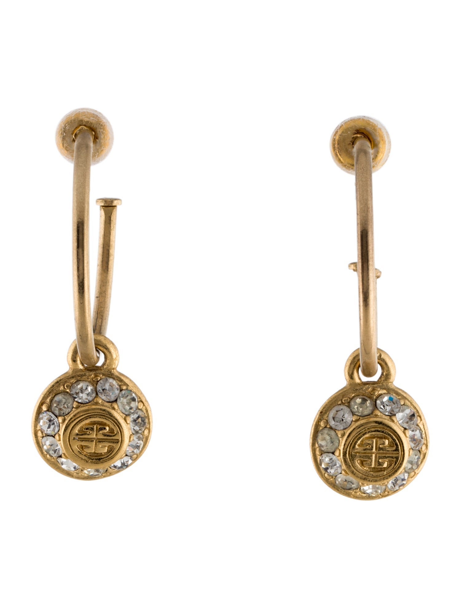 Givenchy Vintage Crystal Hoop Drop Earrings