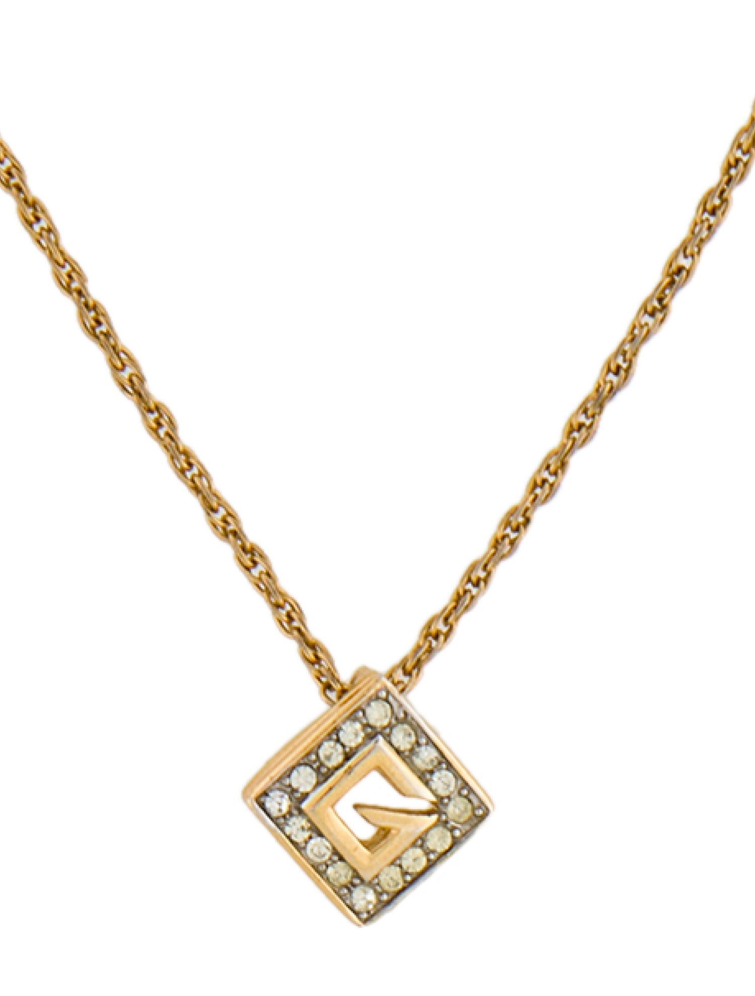 Givenchy Vintage Crystal G Pendant Necklace
