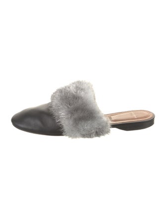 Givenchy Leather Fur Trim Mules
