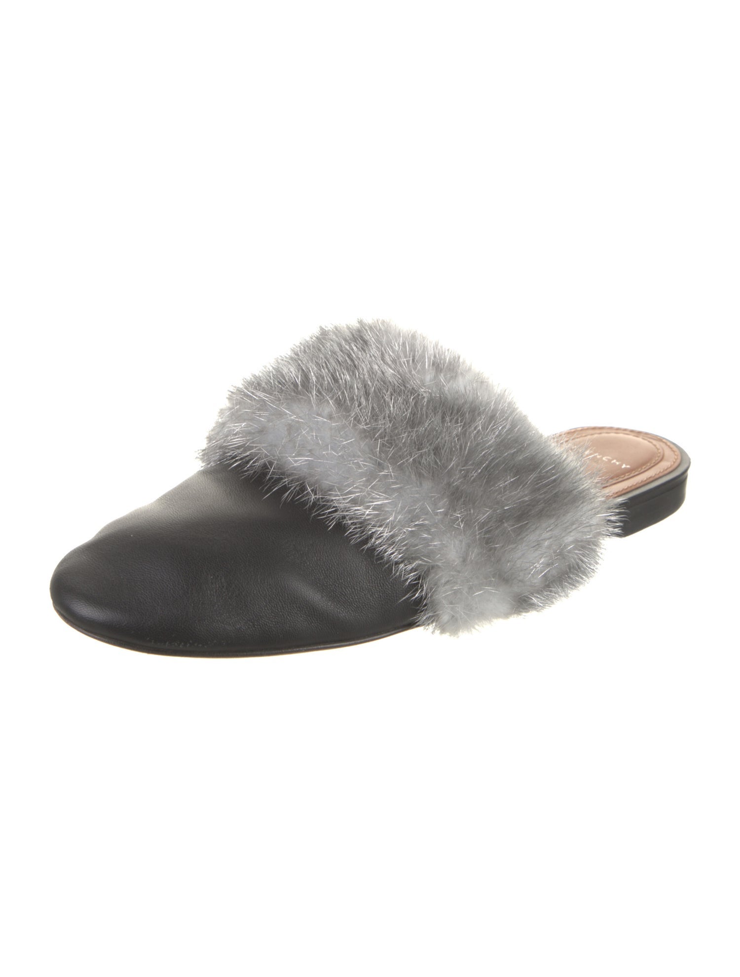 Givenchy Leather Fur Trim Mules