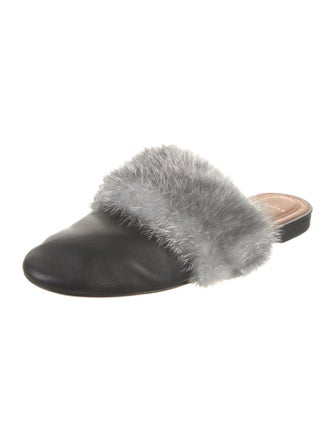 Givenchy Leather Fur Trim Mules