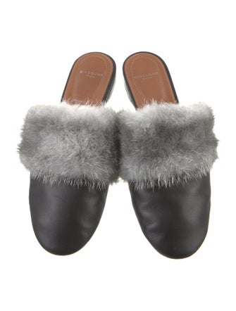 Givenchy Leather Fur Trim Mules