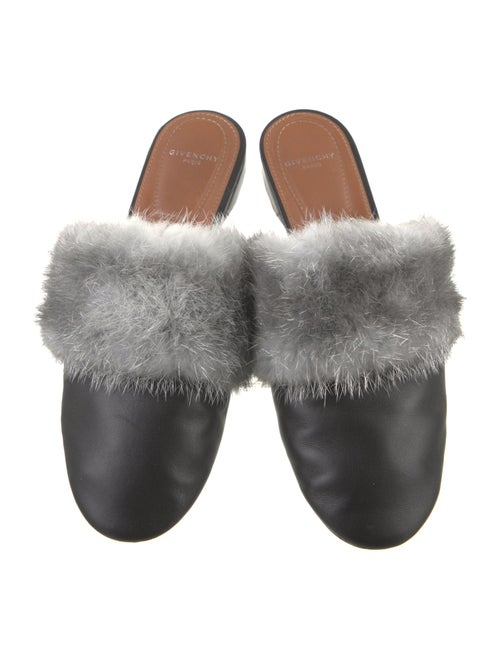 Givenchy Leather Fur Trim Mules