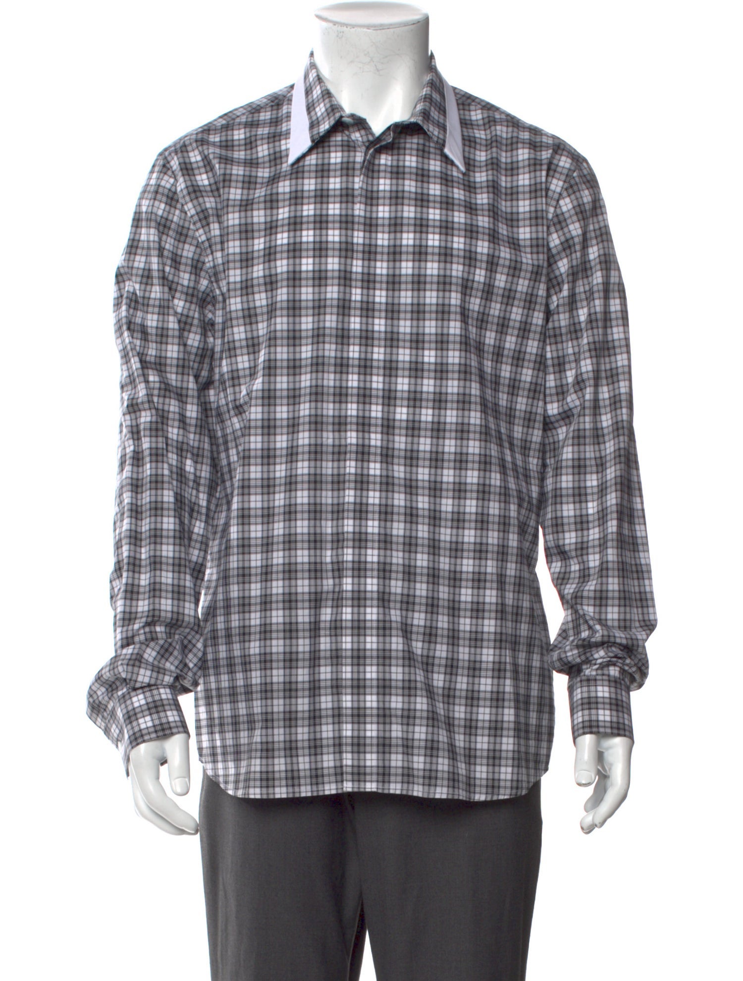 Givenchy Plaid Print Long Sleeve Dress Shirt