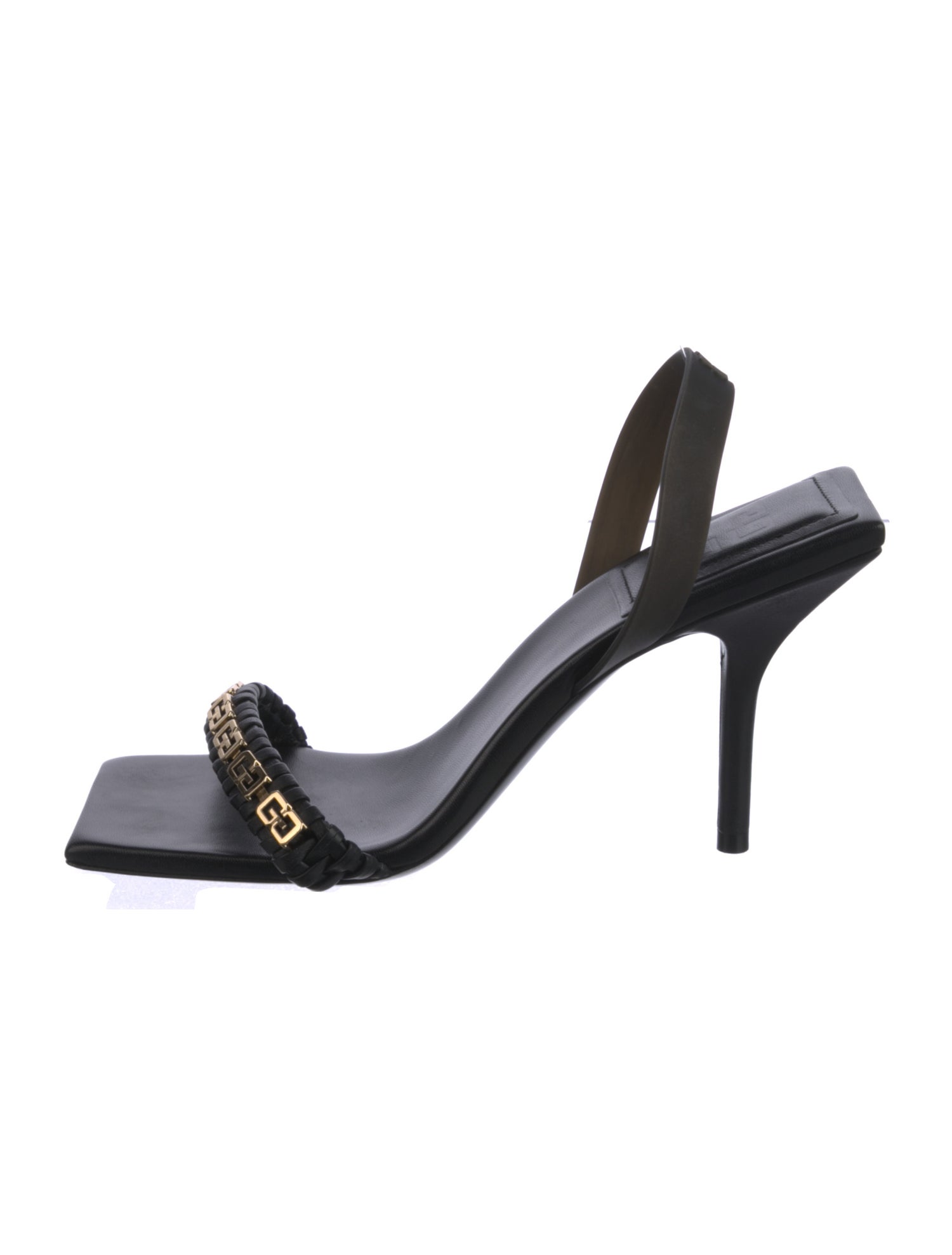 Givenchy Leather Chain-Link Accents Slingback Sandals