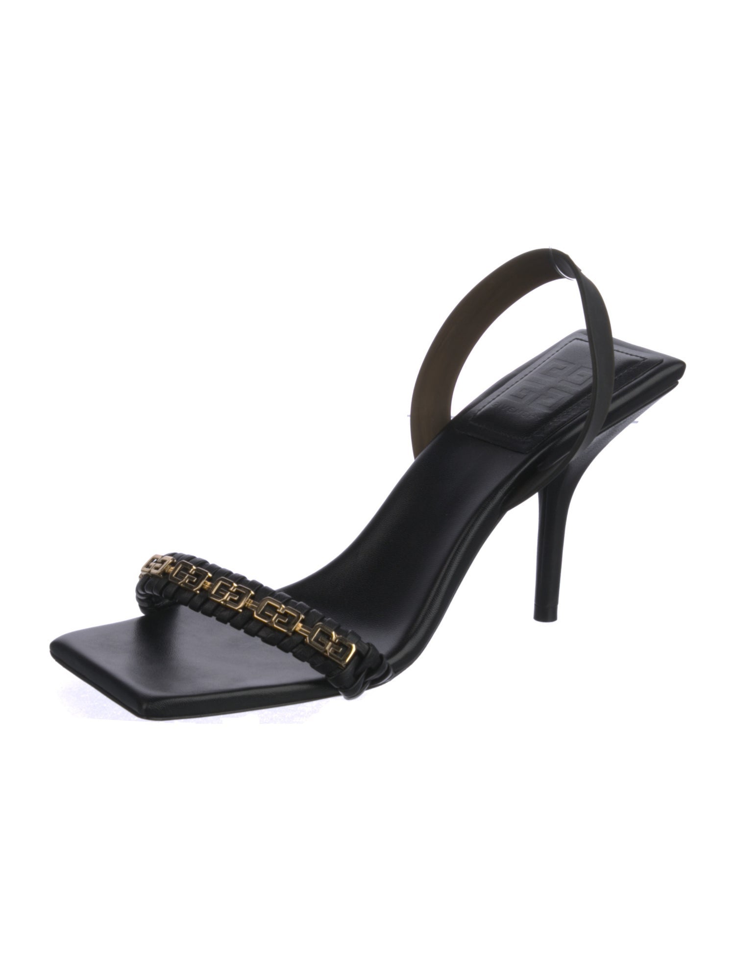 Givenchy Leather Chain-Link Accents Slingback Sandals
