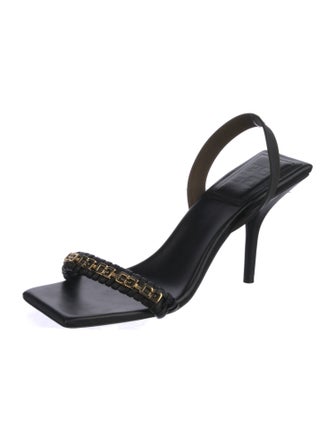 Givenchy Leather Chain-Link Accents Slingback Sandals