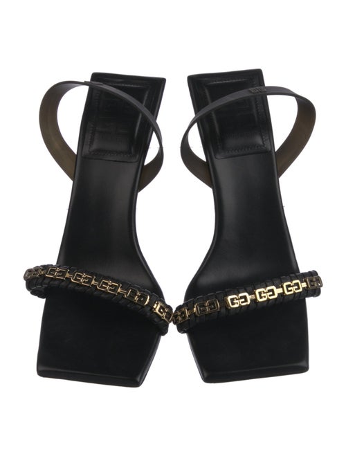 Givenchy Leather Chain-Link Accents Slingback Sandals