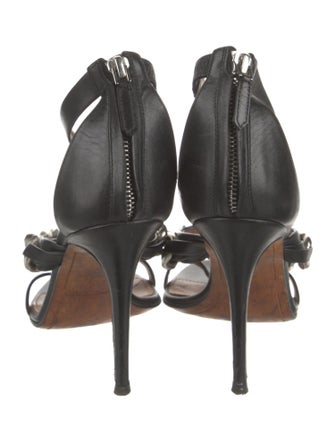 Givenchy Leather Chain-Link Accents T-Strap Sandals