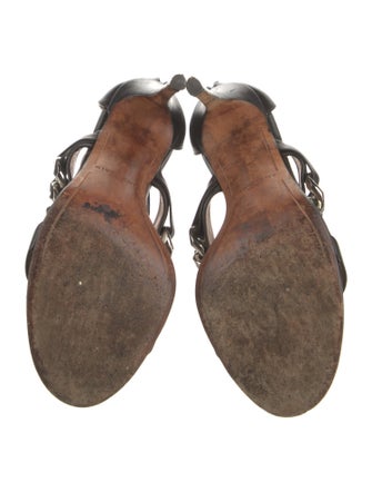 Givenchy Leather Chain-Link Accents T-Strap Sandals